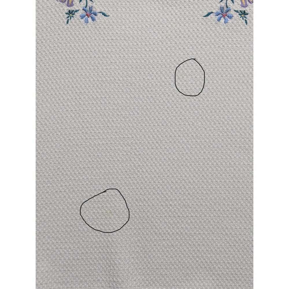 VTG Waffle Knit Floral Embroidered Top Size XL Cottage Granny Garden White - Picture 9 of 12